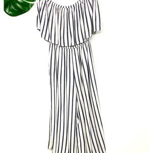 Mudpie Off Shoulder Striped Jumpsuit XS